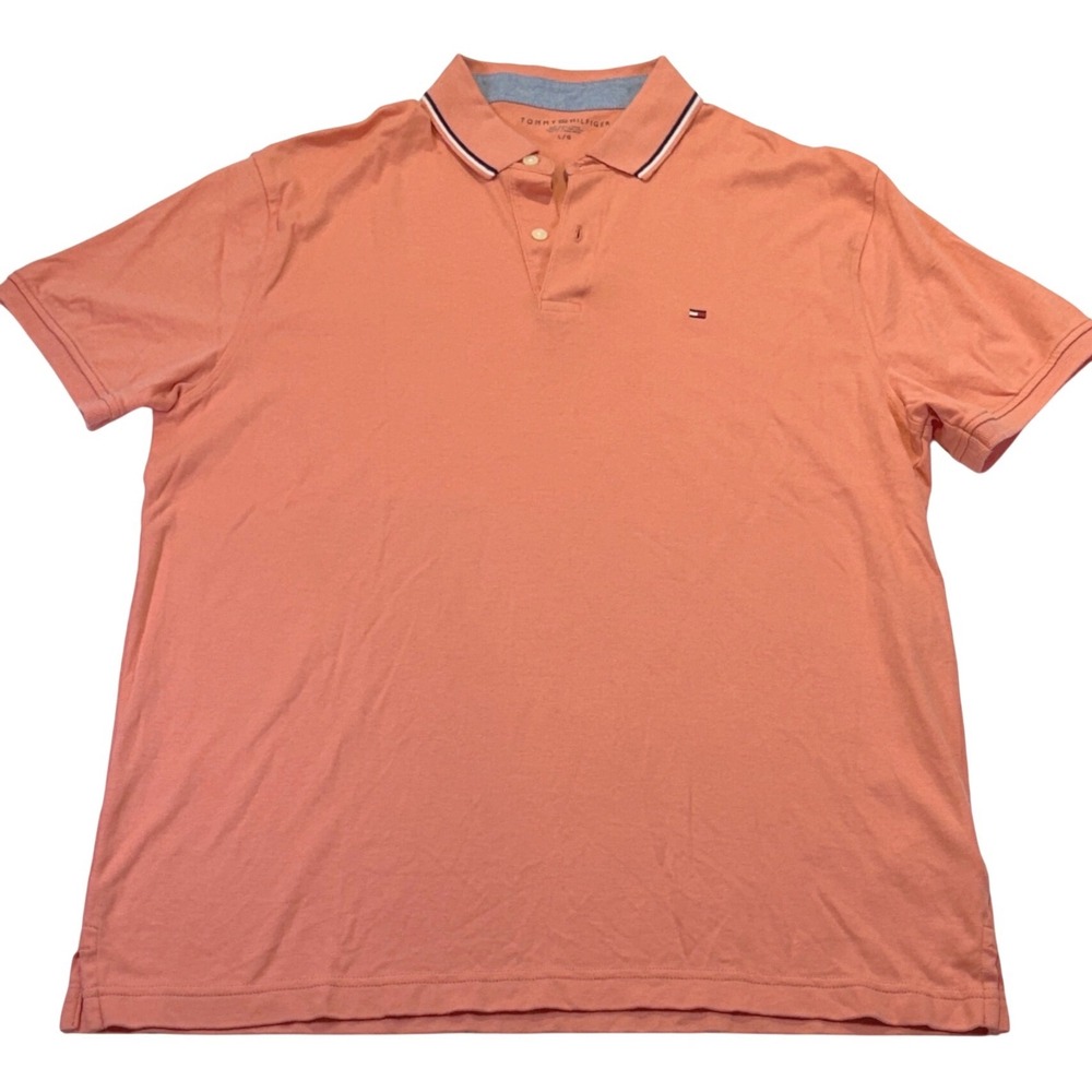 Tommy Hilfiger Mens Coral Cotton Short Sleeve Polo Shirt Large 1209C4